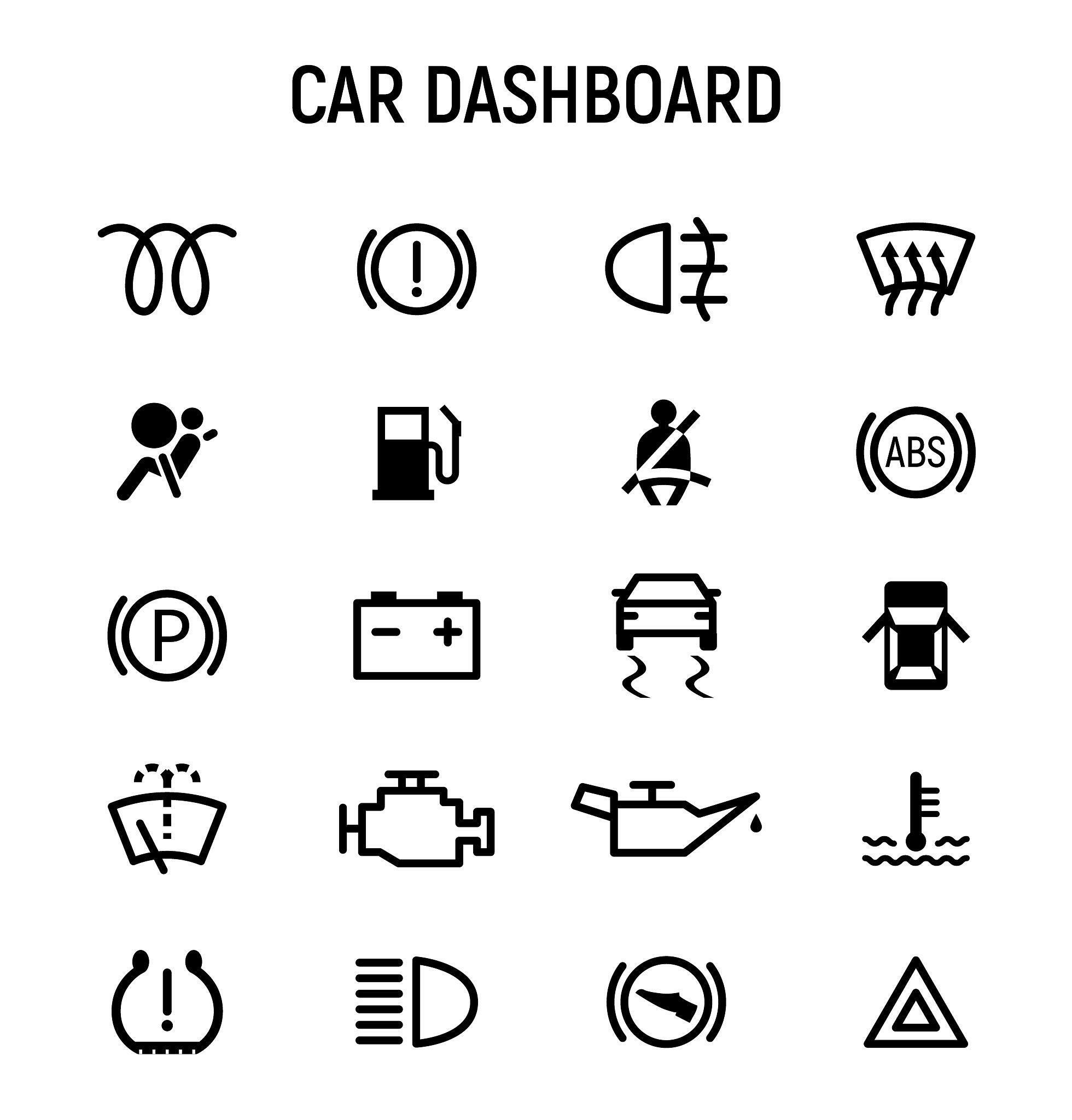 Luzes de aviso no painel do carro